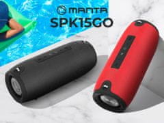 Manta SPK15GO prenosni zvočnik, BT, FM Radio, 20W, TWS, baterija, +pas, črn (Eclipse Black)
