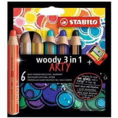 Stabilo Woody barvice 3v1, komplet 6 kosov v kovčku z radirko "ARTY"