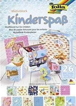 FOLIA Block of Design papirji z motivom - Otroška zabava 26 listov