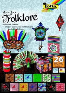 FOLIA Blok oblikovalskih papirjev z motivom - Folklora 26 listov