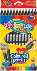 Colorino JUMBO trikotne barvice iz črnega lesa z ostrilom, 12 barv