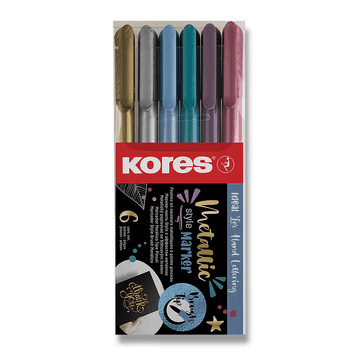 Kores Style Brush Marker - kovinski, 6 barv