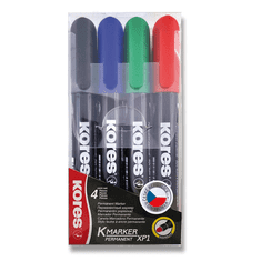 Kores K-MARKER Permanentni marker, okrogla konica 3 mm, mešanica 4 barv