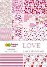 Happy Color Beležnica z vzorčastimi papirji A4 - Love 80 g