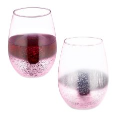 UNBRANDED Set 2 roza kozarcev za vino brez pecljev 