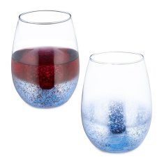 UNBRANDED Set 2 modrih kozarcev za vino brez pecljev 