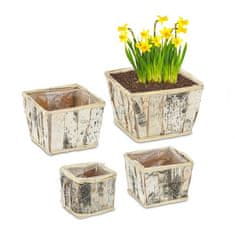 UNBRANDED Kvadratni cvetlični lonček Birch Set 4 