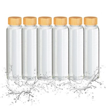 UNBRANDED 6x Steklenica za pijačo z bambusovim pokrovom 500 ml