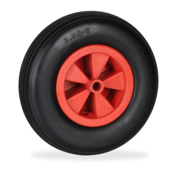 UNBRANDED Kolo za samokolnico 3.50-6 v črni/rdeči barvi