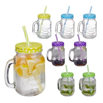 UNBRANDED Pisani kozarci s pokrovom - set 8