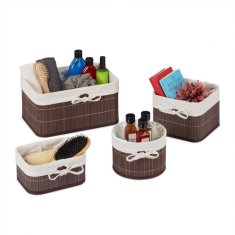 UNBRANDED Set 4 košar za shranjevanje iz bambusa 