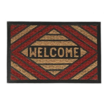 UNBRANDED Predpražnik iz kokosovih vlaken "Welcome" rdeč
