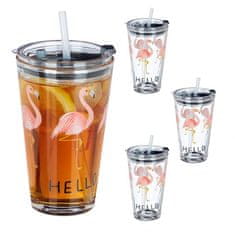 UNBRANDED set 4 steklenic Flamingo 