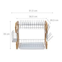 UNBRANDED Stojalo za posodo bambus 2 ravni 