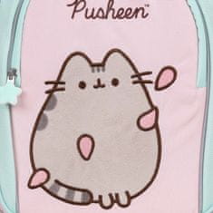Pusheen Pusheen Roza-mentolna USTROJENA šolska torba TORNISTER za deklice, z odsevnimi elementi ŠTIRIKOMORNA 39x28x13cm 