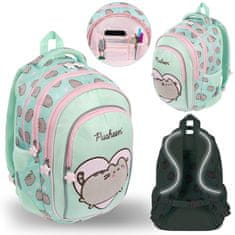 Pusheen Pusheen Mint TRDNI šolski nahrbtnik TORBA za deklice, z odsevnimi elementi ŠTIRI PREDELKI 39x28x13cm 