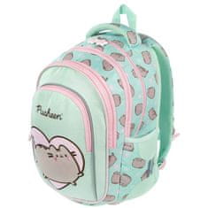 Pusheen Pusheen Mint TRDNI šolski nahrbtnik TORBA za deklice, z odsevnimi elementi ŠTIRI PREDELKI 39x28x13cm 