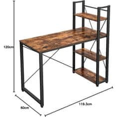 VASAGLE Pisalna miza v industrijskem slogu, 120 × 60 × 75 cm