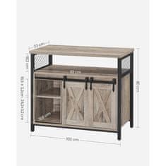 VASAGLE Stranska omarica v industrijskem slogu, 100 × 33 × 80 cm