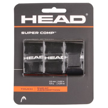 Head Super Comp overgrip wrap tl. 0,5 mm črna, pakiranje po 3