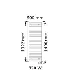 Airelec Električni kopalniški radiator – sušilnik brisač Intuis NAO 2, 750 W, 50 cm, bel