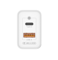 Jellico C107 hišni polnilec GaN QC / PD 45W vhod USB A in Type C - Original (EU Blister) - bel