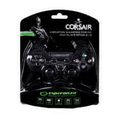 Esperanza ESPERANZA EG106 Igralni Kontroler z Upravljačem za PC, Playstation 2 in 3, USB 2.0, Črn, 12 Gumbov, Vgrajena Vibracija