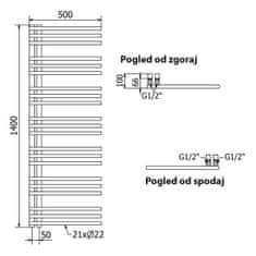 IFS Moderni kopalniški radiator Neptun | Črn | 369 W | 900 x 500mm