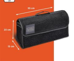 Black+Decker organizator avtomobilskega prtljažnika, 55x15x23cm, črn