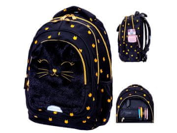 Astra Šolski nahrbtnik za prvi razred AstraBAG FLUFFY KITTY BLACK, AB330, 502025021