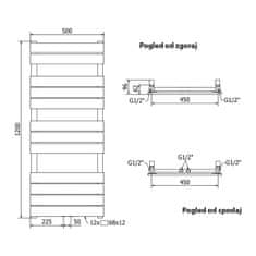 IFS Moderni kopalniški radiator Ceres | 1200 x 500mm | Bel | 610 W 
