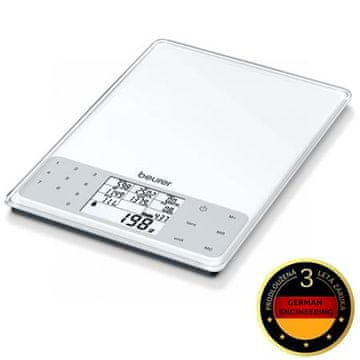 Beurer DS61 - Kuhinjska električna tehtnica, nerjaveče jeklo, 5kg/1g, 950 vrst živil