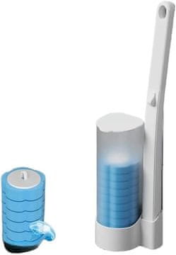 Netscroll Set za čiščenje WC školjke z dolgim držalom, zamenljivimi gobicami in stensko namestitvijo, higieničen in kompakten, WcSet