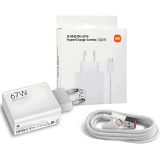 Xiaomi Hišni polnilec MDY-12-EH USB-A 67W s polnilnim kablom Type C 6A - bel (Eu Blister)