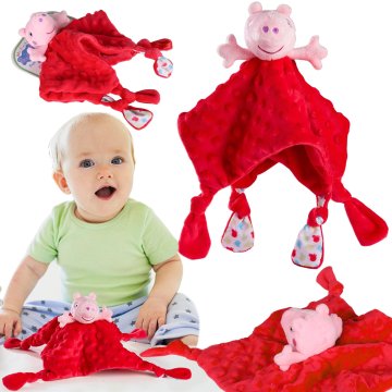 Peppa Pig Pujsa Pepa Odejo, krpo za objemanje za dojenčke, uspavalo, dudo 24x24cm, 0-12m