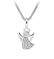 Silver Cat Srebrna angelska ogrlica s cirkoni SC643 (verižica, obesek)