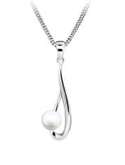 Silver Cat Očarljiva srebrna ogrlica s pravimi biseri Pearls SC611 (verižica, obesek)