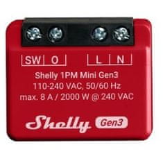 Shelly rele "1PM Mini Gen.3" WLAN-BT, merilna funkcija, 8A 1 kanal vgradni