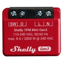 Shelly rele "1PM Mini Gen.3" WLAN-BT, merilna funkcija, 8A 1 kanal vgradni