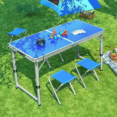 Smania Zložljiva aluminijasta miza za kampiranje s 4 stoli CampMate | Zložljiv kamp set | Prenosna miza in stoli | Komplet za kampiranje