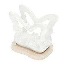 Brandani Podstavek za serviete bel metulj 12x8xh10,5cm / porcelan, les