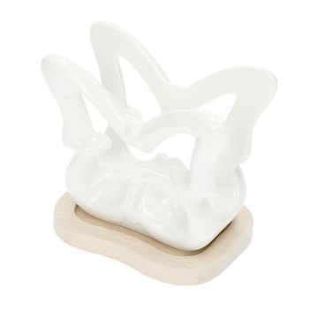 Brandani Podstavek za serviete bel metulj 12x8xh10,5cm / porcelan, les