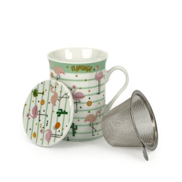 Item skodelica s cedilom tisana Flamingo 280ml / porcelan, inox