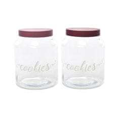 Cookies biškotiera steklena s kovinskim bordo pokrovom 16xh21,5cm / sortirani vzorci