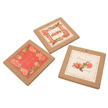 Mhome Podstavek za kozico Pomegranate 20x20cm / kvadraten / več vzorcev / keramika, pluta