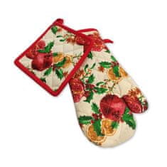 Mhome Set Pomegranate prijemalka 18x18cm + rokavica 17x27cm / bombaž, poliester