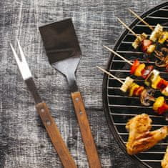 Set za žar BBQ / 3-delni / inox, les
