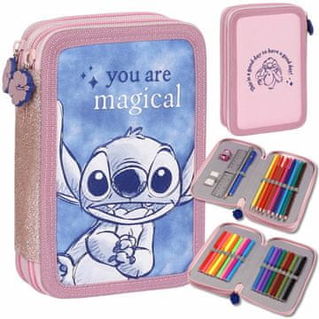 Disney DISNEY Stitch Dvodelni šolski svinčnik Z OPREMO za dekle, ZA ŠOLO - 32 elementov, 2 zadrgi