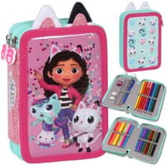 DreamWorks Gabby's Dollhouse Dvodelni svinčnik Z OPREMO za dekle, ZA ŠOLO - 32 elementov, 2 zadrga, UŠESA 3D 