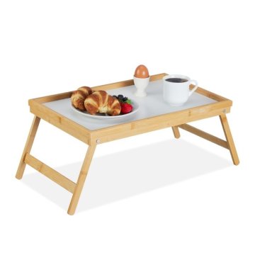 UNBRANDED Posteljni pladenj v beli barvi in bambusu